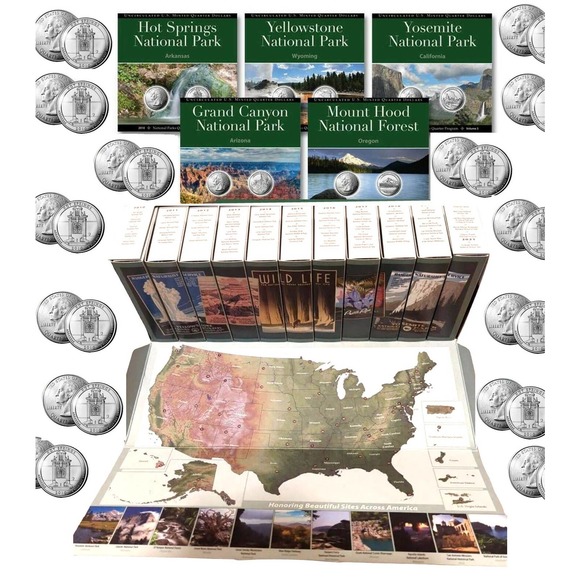 National Parks Quarter Complete Boxed Set 2010-2021 - 112 Quarters on Fact Cards - Picture 1 of 7